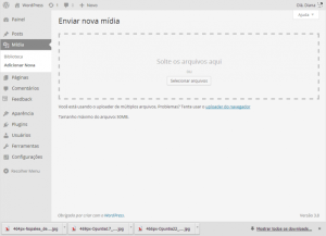 Adicionar mídia no WordPress tela